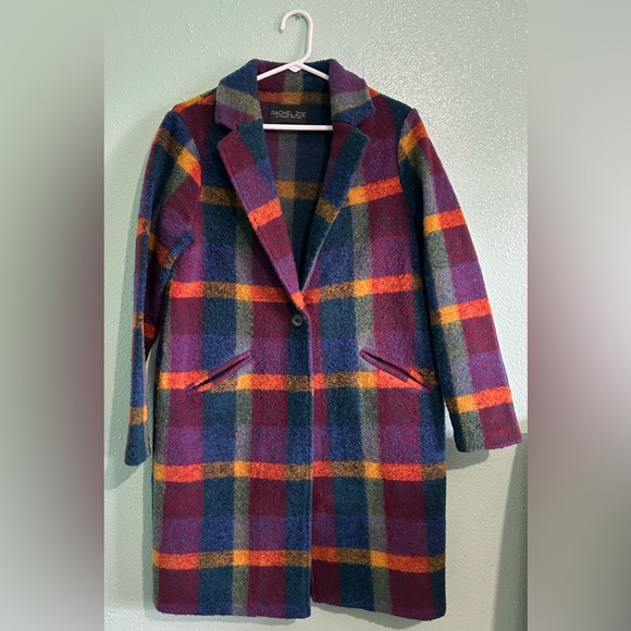 Rachel Zoe Jackets & Blazers - Rachel Zoe Multicolor Plaid Wool Blend Coat Size Small